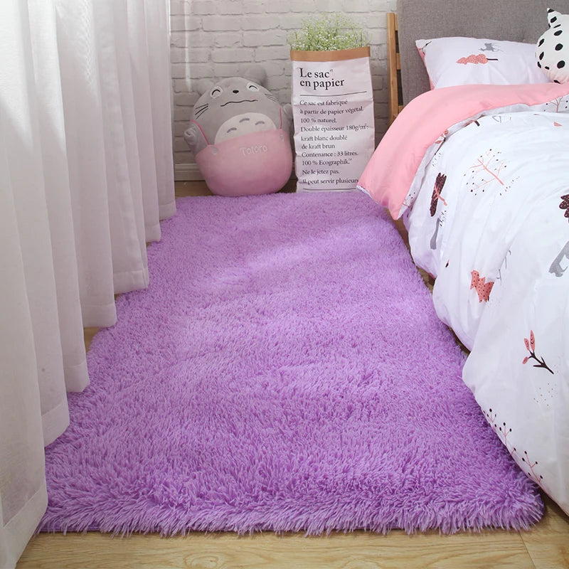 Soft Bedroom Carpet Plush Area Rugs Non-slip Fuzzy Shag Plush Soft Shaggy Bedside Rug Living Room Carpet For Girls Kids Baby