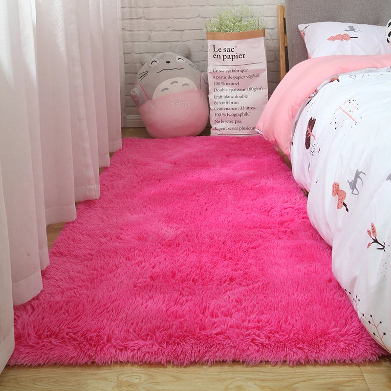 Soft Bedroom Carpet Plush Area Rugs Non-slip Fuzzy Shag Plush Soft Shaggy Bedside Rug Living Room Carpet For Girls Kids Baby