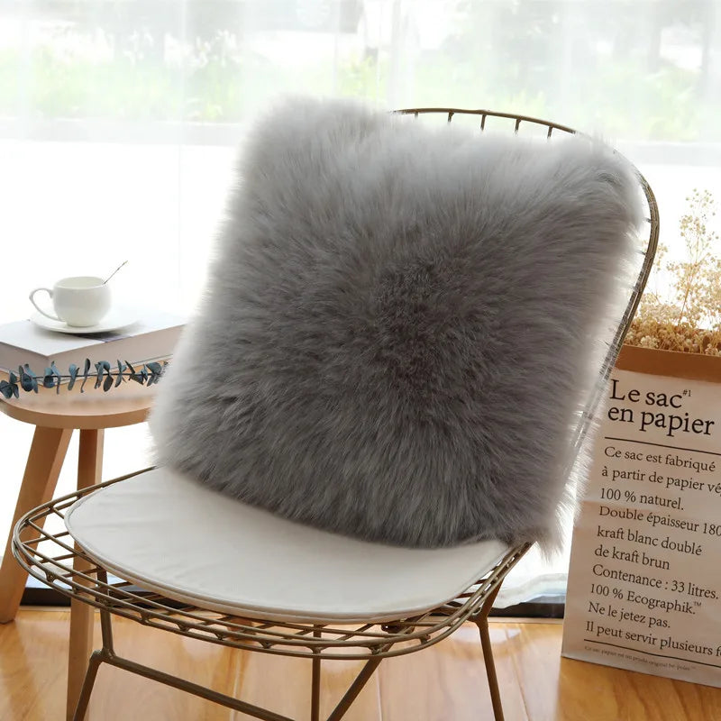 Cushion Cover Modern Simple Soft Fluffy Pure White Plush Pillow Home Cushion Artificial Imitation Wool Pillow Cover