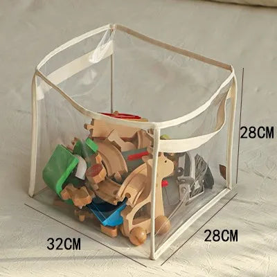 Foldable Children's Toys Storage Basket Transparent Organizer for Toys Clothes Books Large-Capacity Household Storage Bag