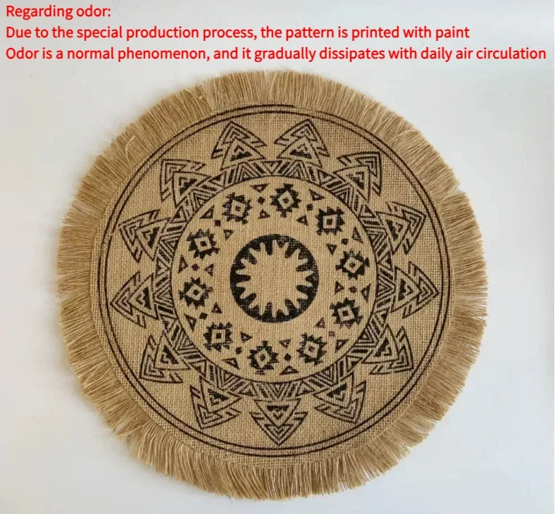 Round Placemat Table Non-Slip Jute Mats for Dining Table Decoration Accessories Kitchen Placemats Coffee Coasters Party Dinner