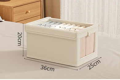 Foladable Clothes Storage Box with Cover Closet Storage Box for Underwear Socks Moisture and Dustproofwardrobe Organizer