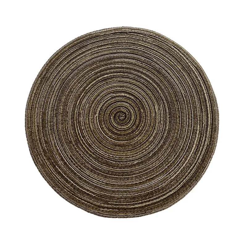 Round Placemat Table Woven Vinyl Individual Placemats for Table Non-Slip Kitchen Tableware Drink Cup Coaster Hoilday Decoration