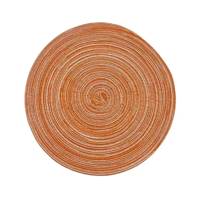 Round Placemat Table Woven Vinyl Individual Placemats for Table Non-Slip Kitchen Tableware Drink Cup Coaster Hoilday Decoration