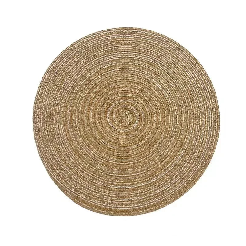 Round Placemat Table Woven Vinyl Individual Placemats for Table Non-Slip Kitchen Tableware Drink Cup Coaster Hoilday Decoration