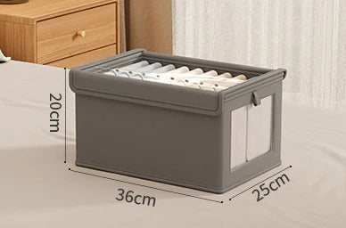 Foladable Clothes Storage Box with Cover Closet Storage Box for Underwear Socks Moisture and Dustproofwardrobe Organizer