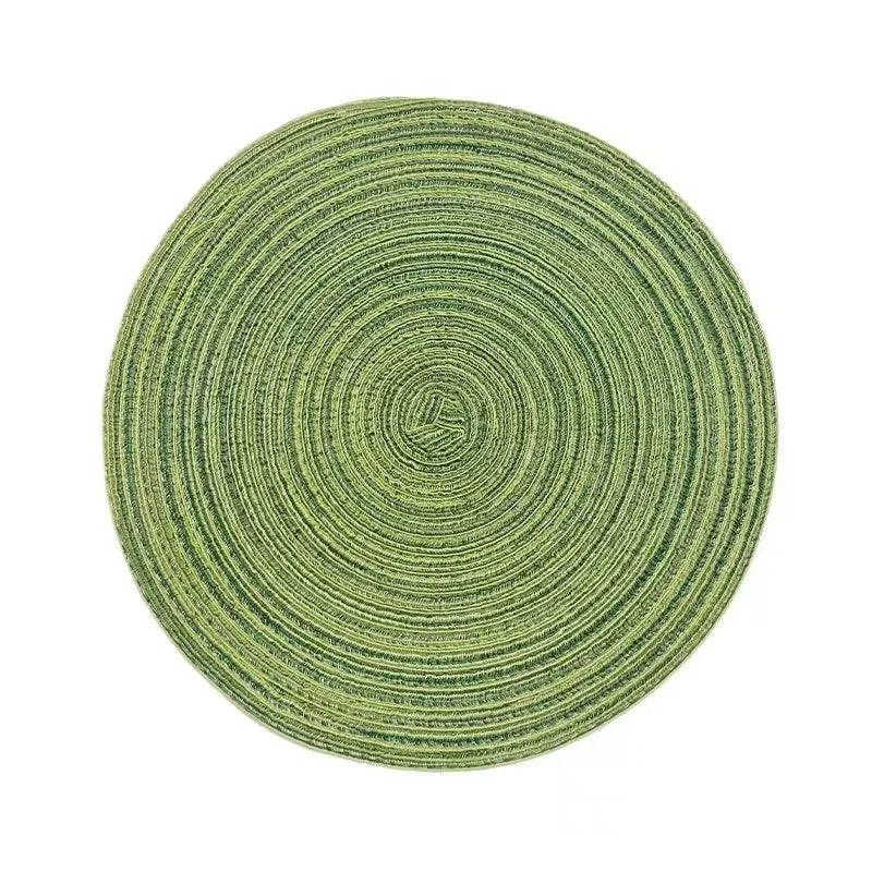 Round Placemat Table Woven Vinyl Individual Placemats for Table Non-Slip Kitchen Tableware Drink Cup Coaster Hoilday Decoration