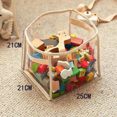 Foldable Children's Toys Storage Basket Transparent Organizer for Toys Clothes Books Large-Capacity Household Storage Bag