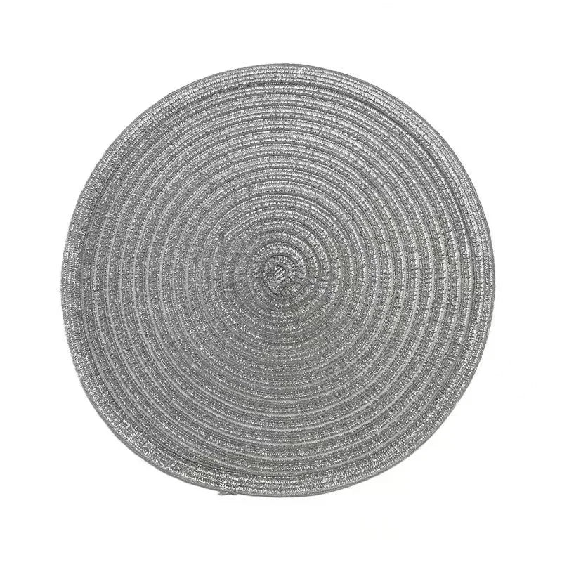 Round Placemat Table Woven Vinyl Individual Placemats for Table Non-Slip Kitchen Tableware Drink Cup Coaster Hoilday Decoration