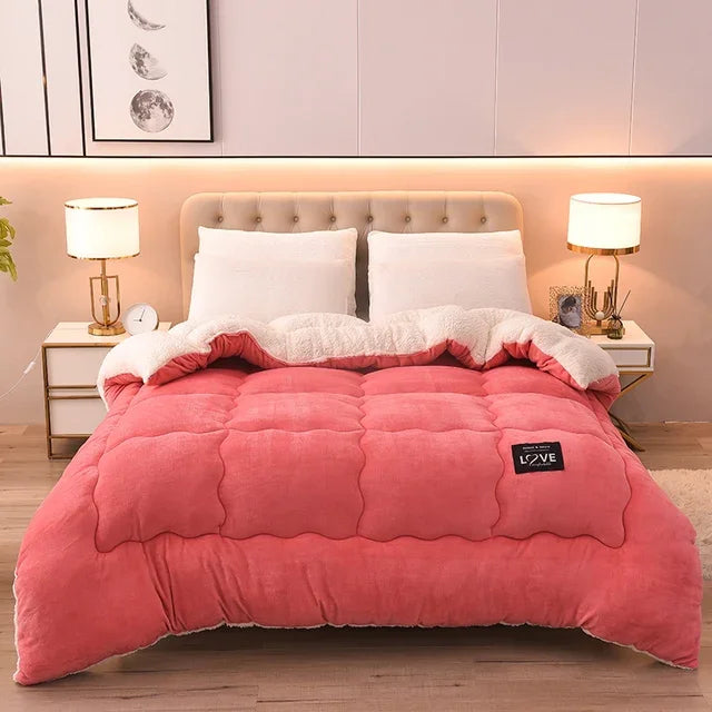 150/180/200cm New Multi color Modern Milk Cashmere Lamb With Velvet Suitable For Bedroom Warmth Wool Thick Winter comforter