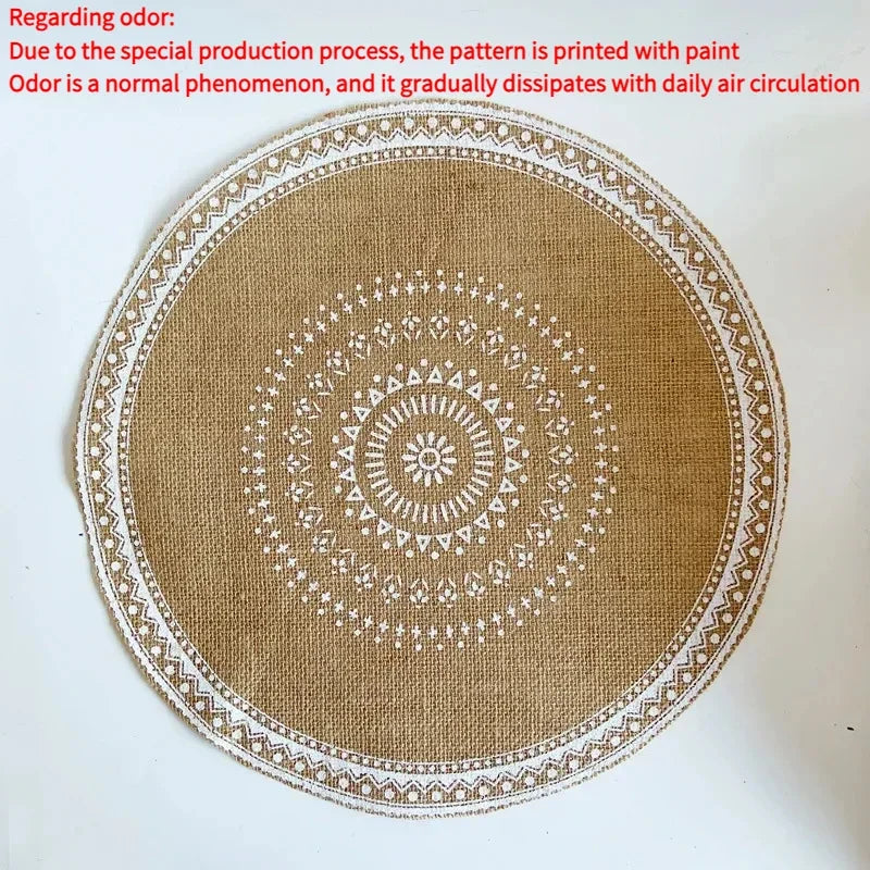 Round Placemat Table Non-Slip Jute Mats for Dining Table Decoration Accessories Kitchen Placemats Coffee Coasters Party Dinner