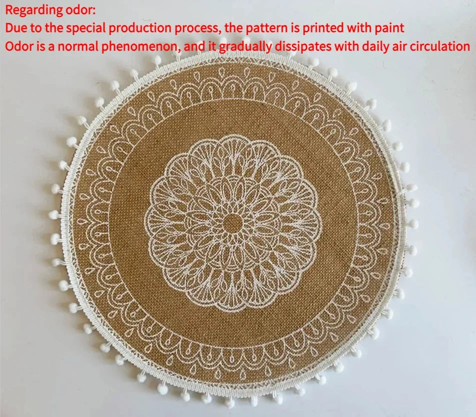 Round Placemat Table Non-Slip Jute Mats for Dining Table Decoration Accessories Kitchen Placemats Coffee Coasters Party Dinner